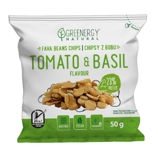 Bób Prażony Pomidor i Bazylia 50 g - Greenergy - Ekochatka