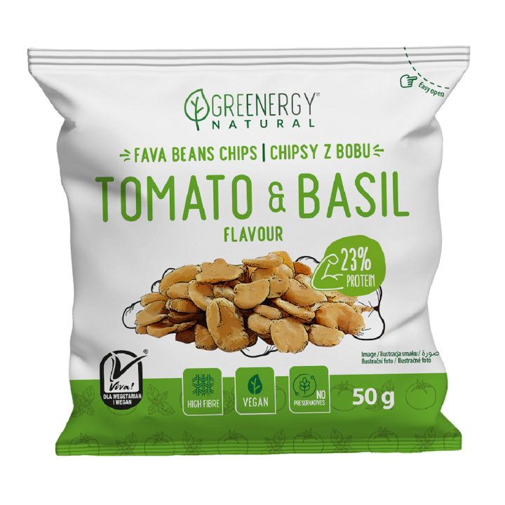 Bób Prażony Pomidor i Bazylia 50 g - Greenergy - Ekochatka