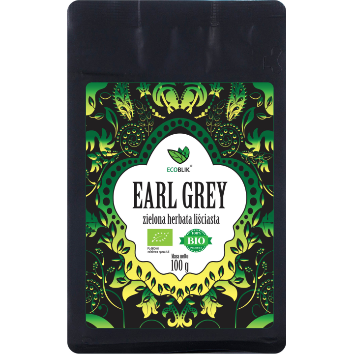 Herbata Zielona Earl Grey Liściasta BIO 100 g - Ecoblik - Ekochatka
