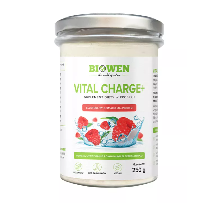 Elektrolity w Proszku Vital Charge+ Smak Malinowy 250 g - Biowen - Eko