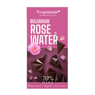 Czekolada Gorzka z Wodą Różaną Bezglutenowa BIO 60 g - Benjamissimo - 
