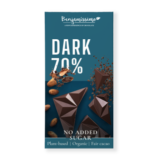 Czekolada Gorzka 70% bez Dodatku Cukrów Bezglutenowa BIO 60 g - Benjam