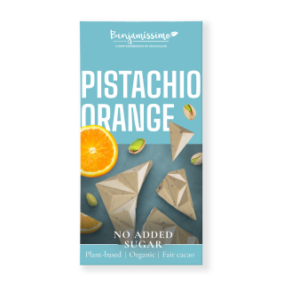 Tabliczka Kakaowa Pistacje i Pomarańcza bez Dodatku Cukrów Bezglutenow