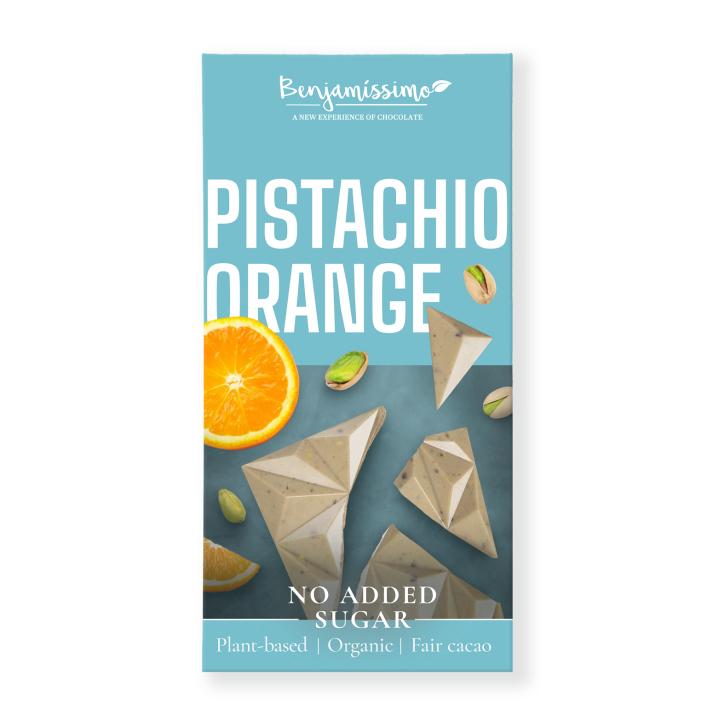 Tabliczka Kakaowa Pistacje i Pomarańcza bez Dodatku Cukrów Bezglutenow