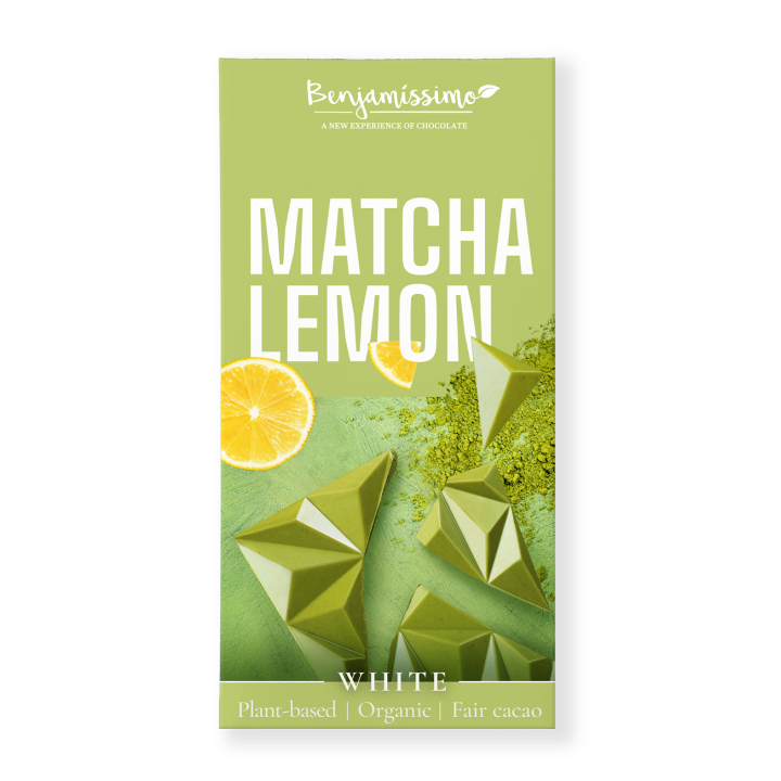 Tabliczka Kakaowa Matcha i Cytryna Bezglutenowa BIO 60 g - Benjamissim