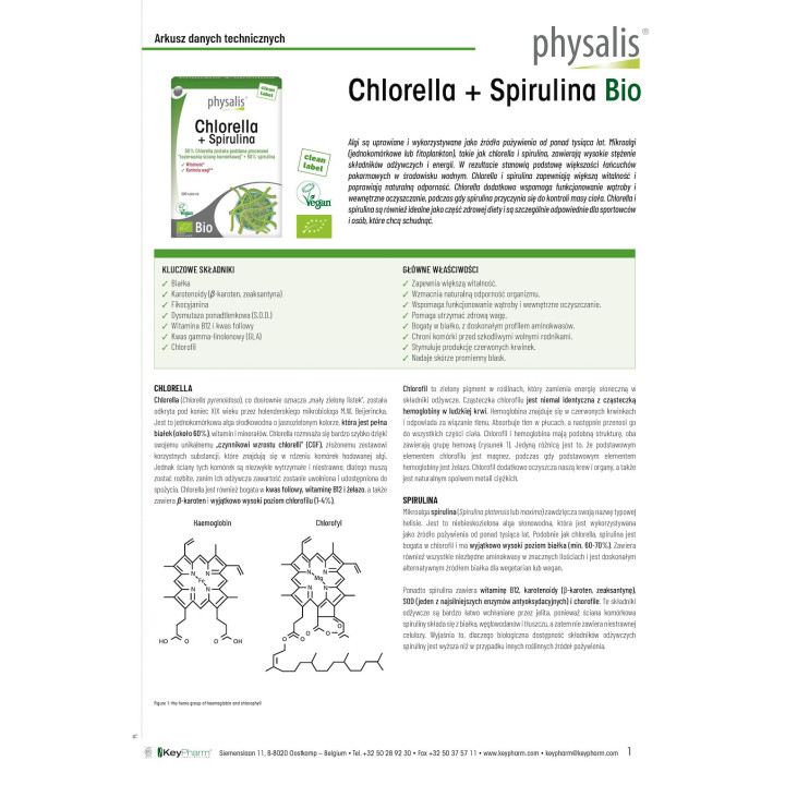 Chlorella i Spirulina BIO 200 Tabletek - Physalis - Ekochatka