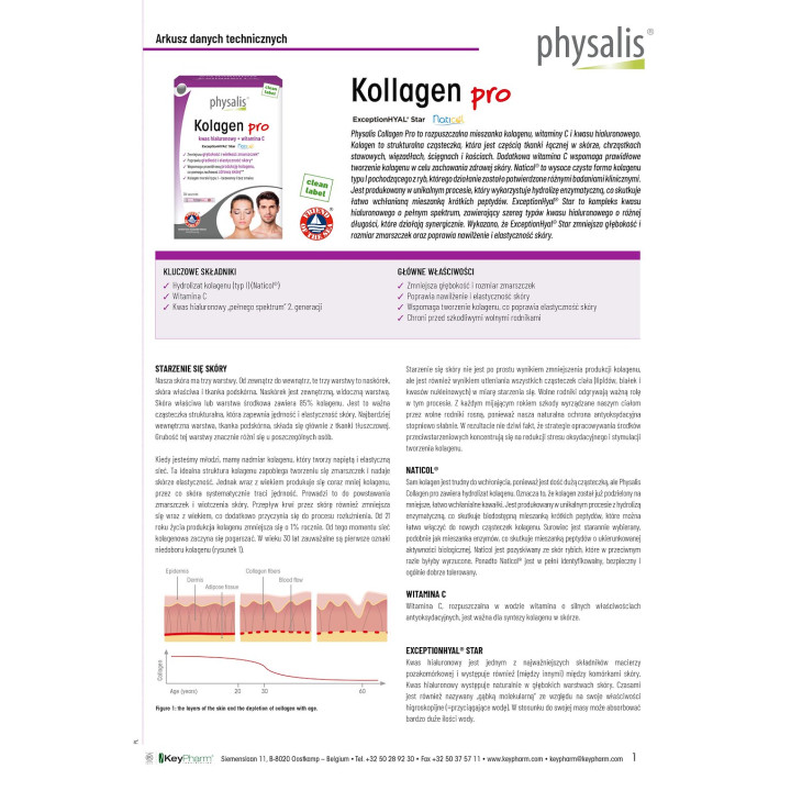 Kolagen Rybi z Kwasem Hialuronowym i Witamina C 30 Saszetek - Physalis