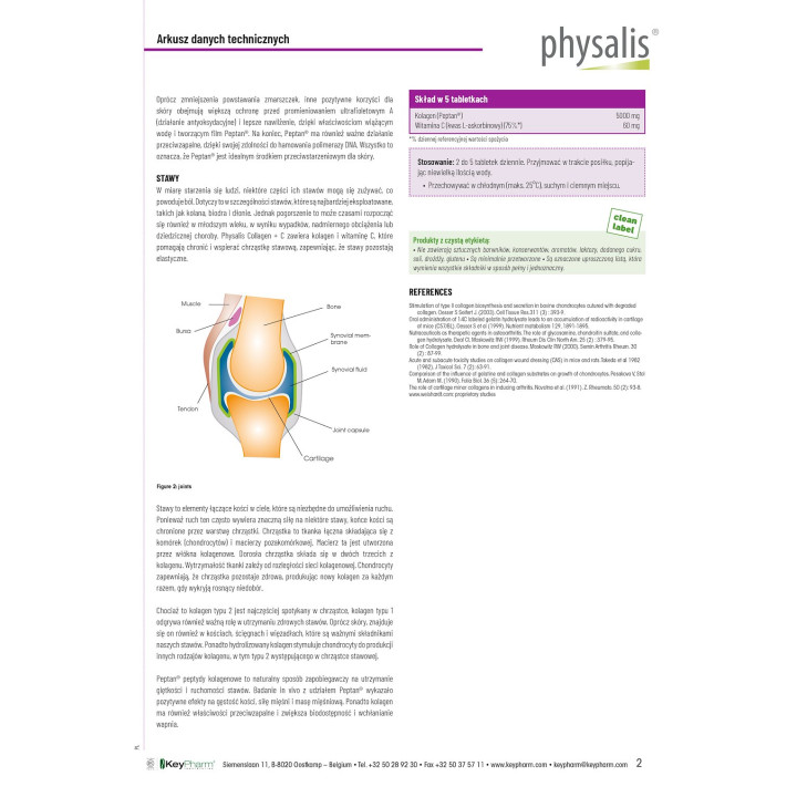 Kolagen Rybi Peptan z Witamina C 60 Tabletek - Physalis - Ekochatka