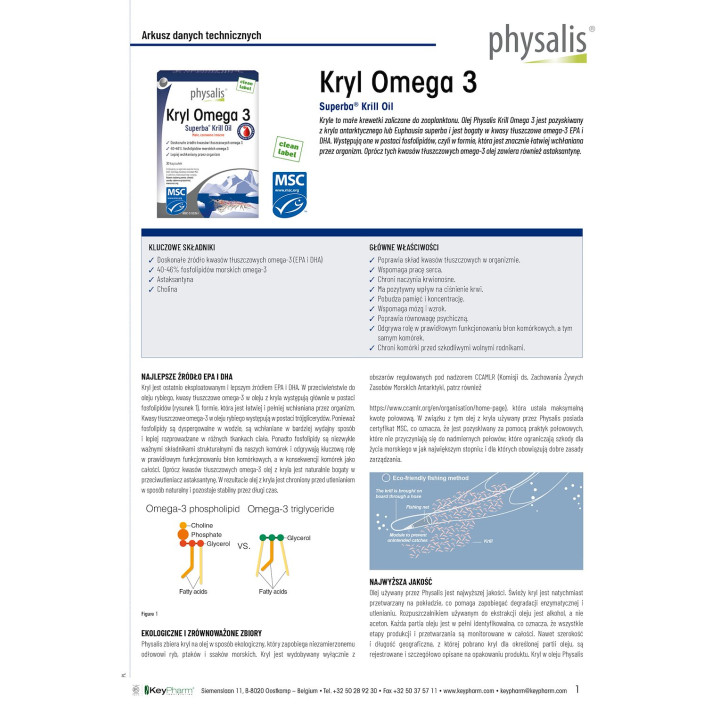 Olej z Kryla Omega-3 EPA DHA 30 Kapsulek - Physalis - Ekochatka