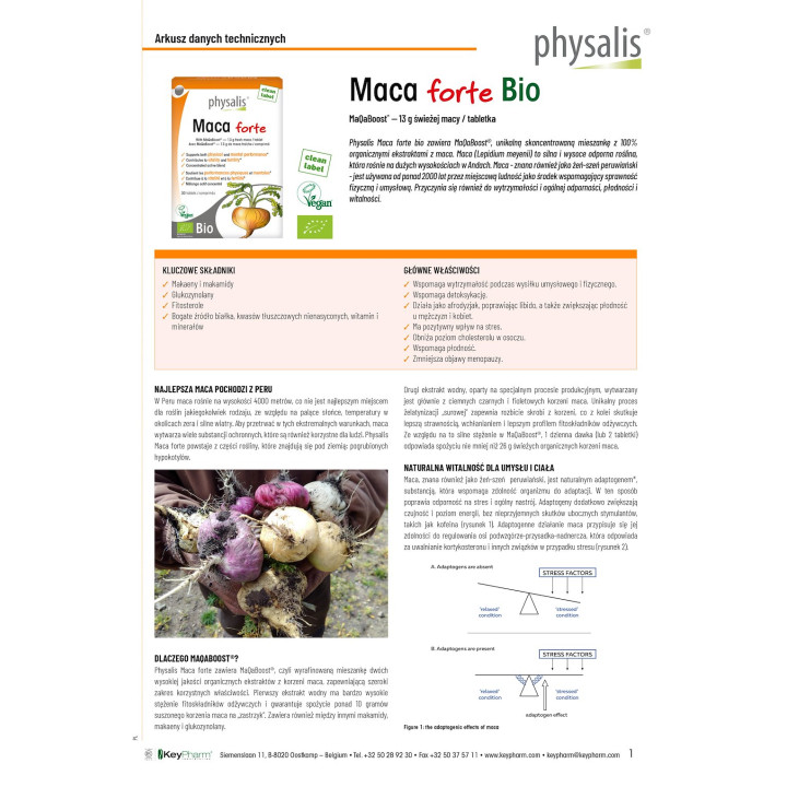 Maca Peruwiańska Forte BIO 30 Tabletek - Physalis - Ekochatka