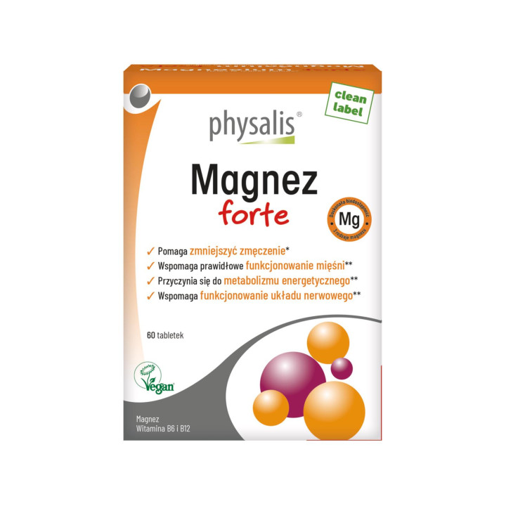 Magnez Forte z Witamina B6 i B12 60 Tabletek - Physalis - Ekochatka