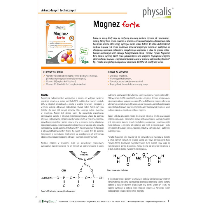 Magnez Forte z Witamina B6 i B12 60 Tabletek - Physalis - Ekochatka