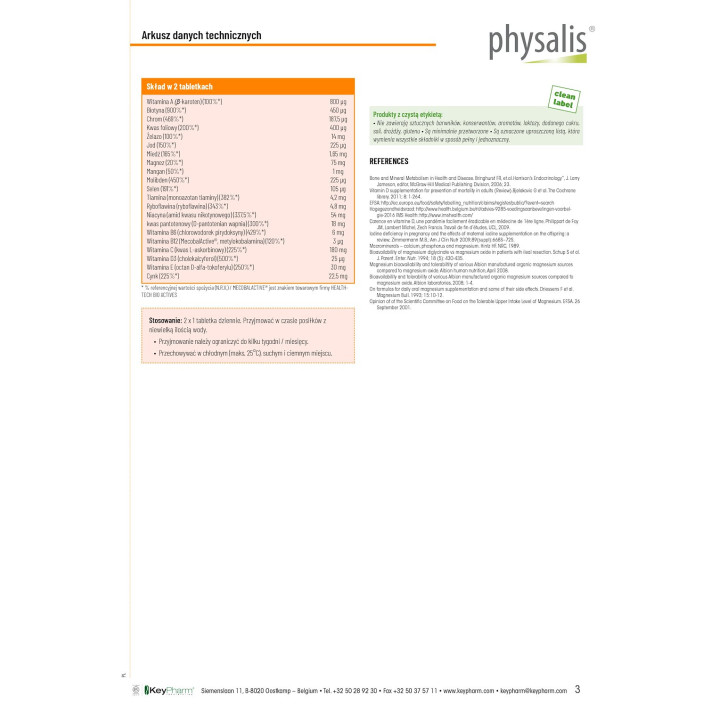 Multiwitamina A-Z Kompleks Witamin i Mineralow 45 Tabletek - Physalis 