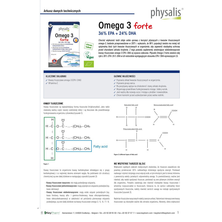 Omega-3 Forte EPA DHA 60 Kapsułek - Physalis - Ekochatka