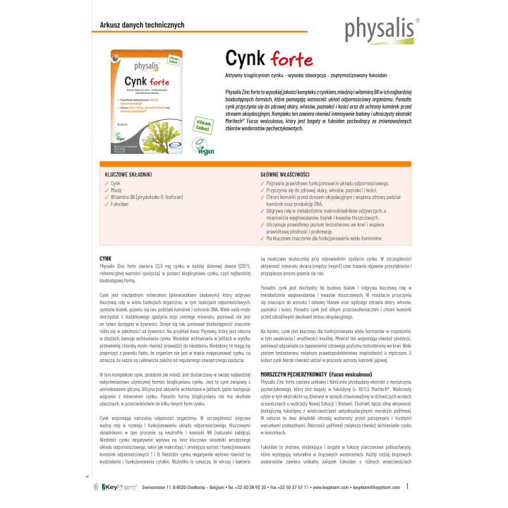 Cynk Forte z Miedzią i Witaminą B6 30 Tabletek - Physalis - Ekochatka