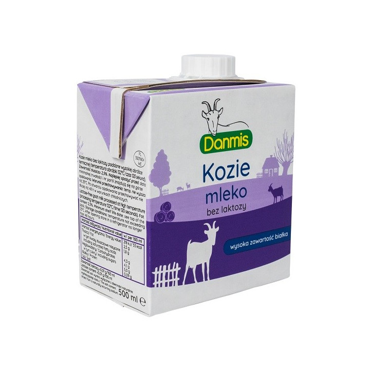Kozie Mleko bez Laktozy UHT 2,5% Tłuszczu 500 ml - Danmis - Ekochatka