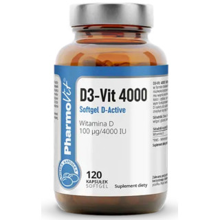 Witamina D3 4000 IU Bezglutenowa 120 Kapsułek - Pharmovit - Ekochatka