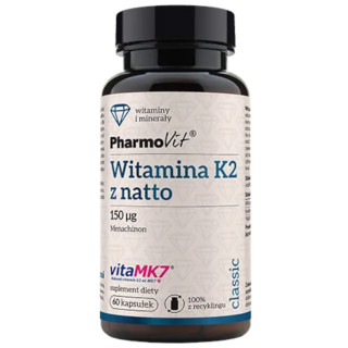 Witamina K2 MK-7 z Natto 150 mcg Bezglutenowa 60 Kapsułek - Pharmovit 