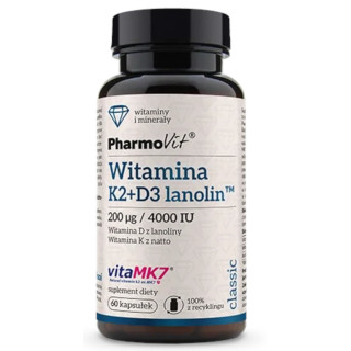 Witamina K2 + D3 4000 IU Bezglutenowa 60 Kapsułek - Pharmovit - Ekocha
