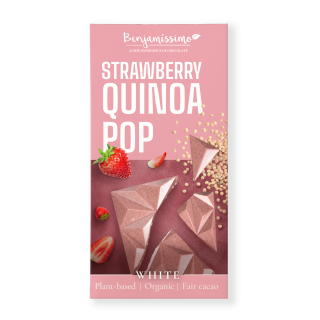 Tabliczka Kakaowa z Truskawkami i Quinoa Bezglutenowa BIO 60 g - Benja