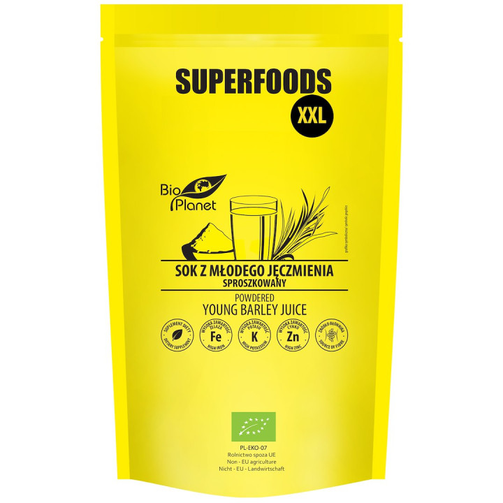 Sok z Młodego Jęczmienia Sproszkowany BIO 500 g - Bio Planet - Ekochat