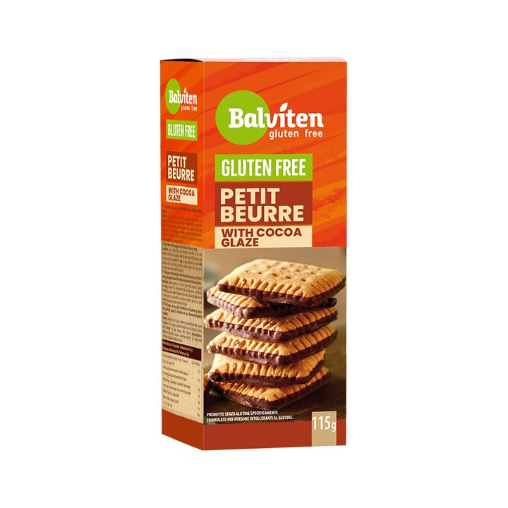 Herbatniki Maślane Petit Beurre z Polewą Kakaową Bezglutenowe 115 g - 