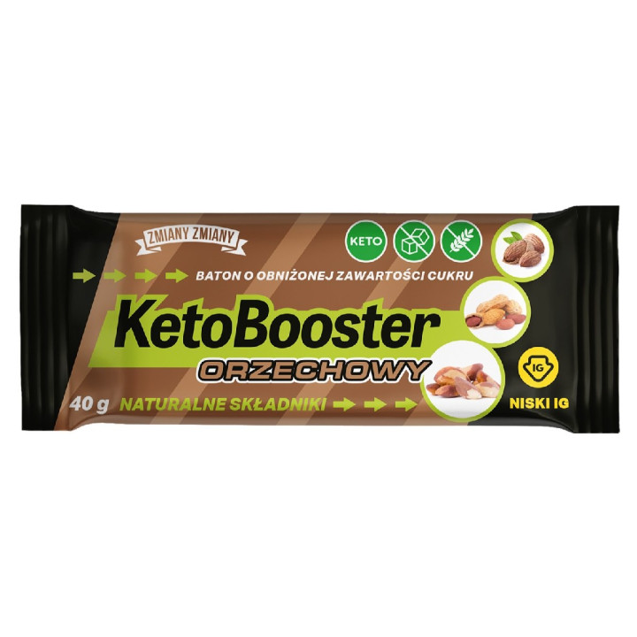 Baton Orzechowy Keto Booster Bezglutenowy 40 g - Zmiany Zmiany - Ekoch