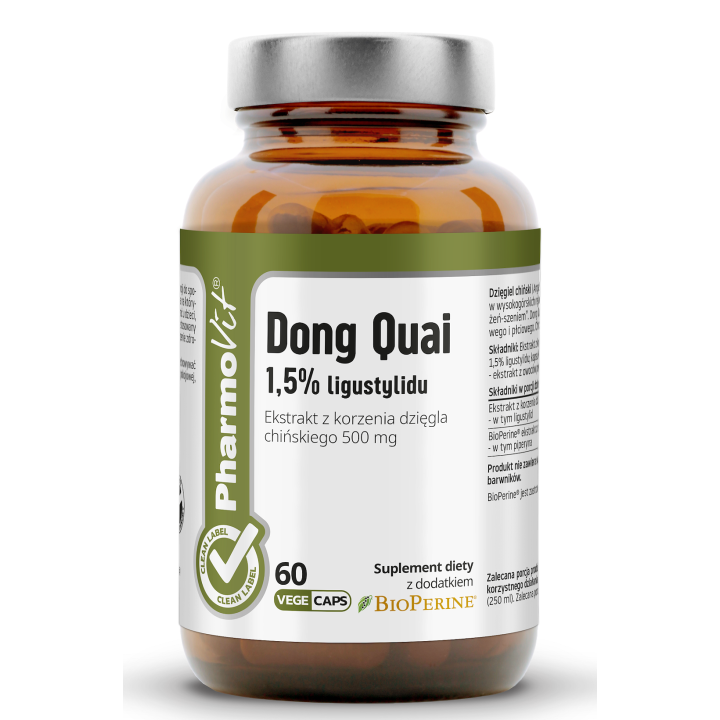 Dzięgiel Chiński Dong Quai Ekstrakt 500 mg Bezglutenowy 60 Kapsułek - 