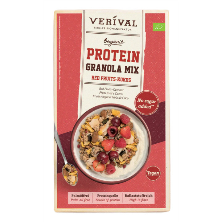 Granola Proteinowa z Owocami Czerwonymi i Kokosem BIO 300 g - Verival 