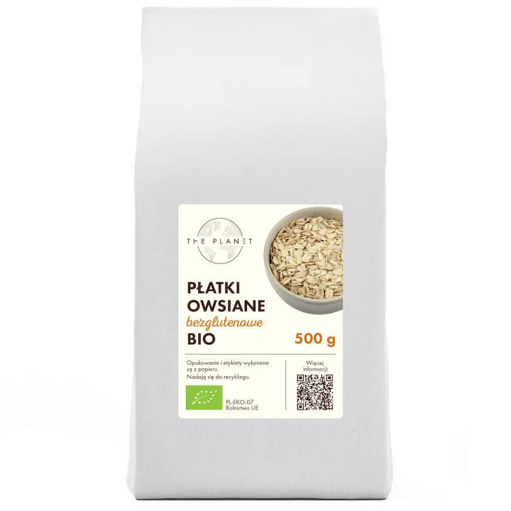 Płatki Owsiane Bezglutenowe BIO 500 g - The Planet - Ekochatka