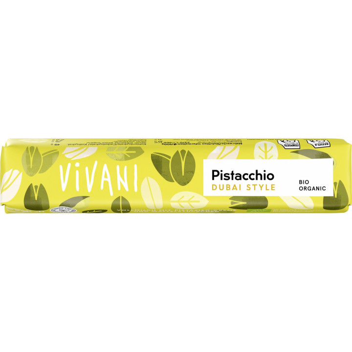 Baton Czekoladowy Pistacjowy w Stylu Dubajskim BIO 40 g - Vivani - Eko