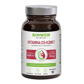 Witamina D3 4000 IU + K2 MK-7 90 Kapsułek - Biowen - Ekochatka