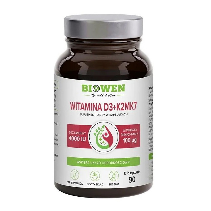 Witamina D3 4000 IU + K2 MK-7 90 Kapsułek - Biowen - Ekochatka