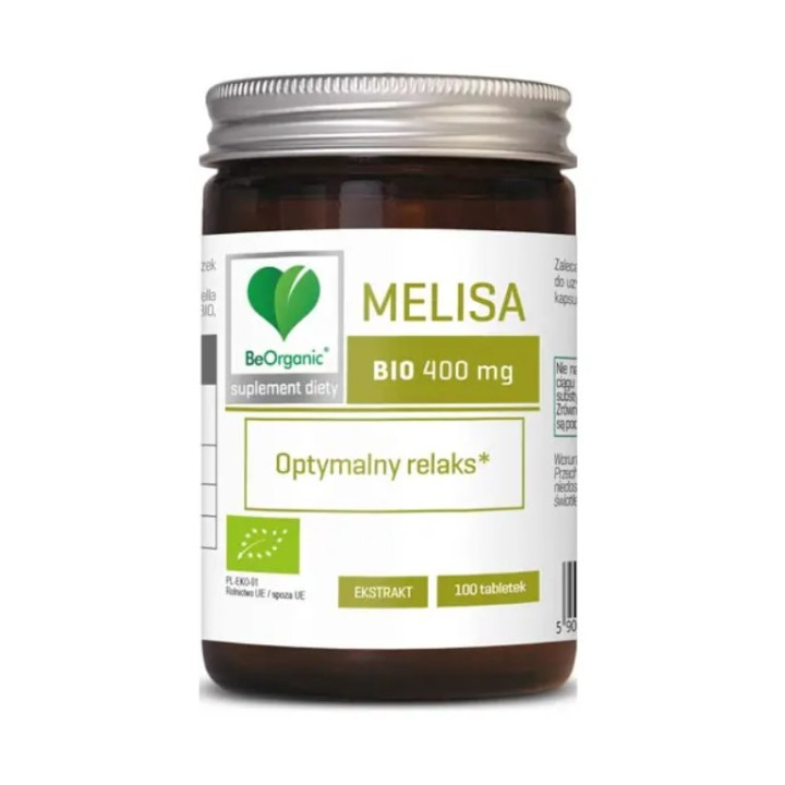 Melisa Ekstrakt 400 mg BIO 100 Tabletek - Be Organic - Ekochatka