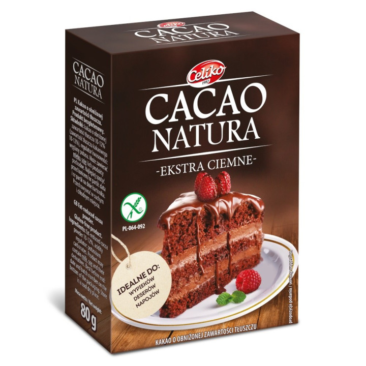 Kakao Sproszkowane Odtłuszczone Bezglutenowe 80 g - Celiko - Ekochatka