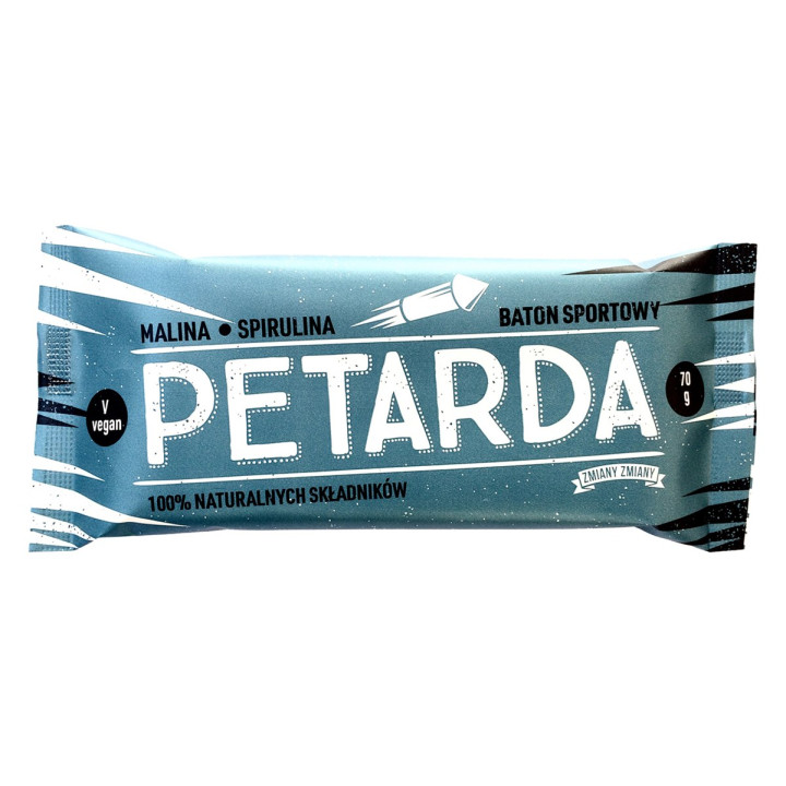 Baton Bakaliowy z Malinami i Spiruliną Petarda Bezglutenowy 70 g - Zmi