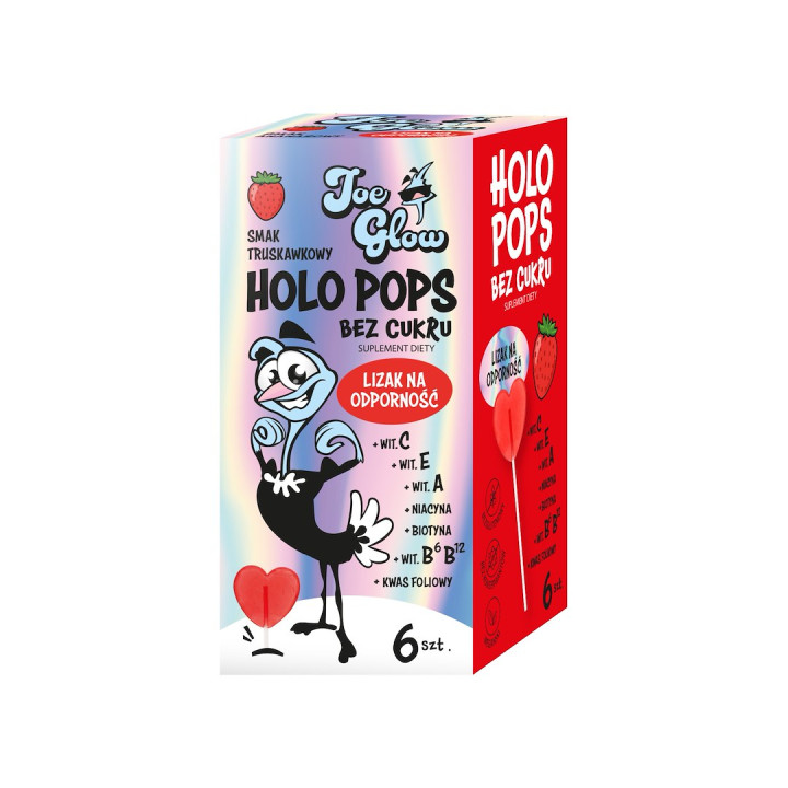 Lizak na Odporność Holo Pops Truskawkowy bez Cukru Bezglutenowy 6 szt.