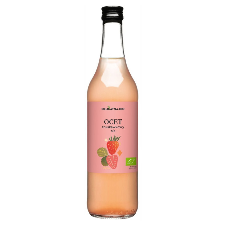 Ocet Truskawkowy Niefiltrowany BIO 500 ml - Delikatna - Ekochatka