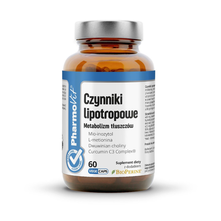 Czynniki Lipotropowe na Metabolizm Tłuszczów Bezglutenowe 60 kapsułek 