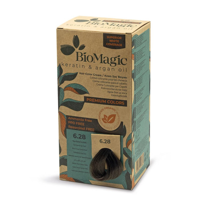 Farba do Włosów Popielato Perłowy Ciemny Blond 6.28 170 ml - Biomagic 
