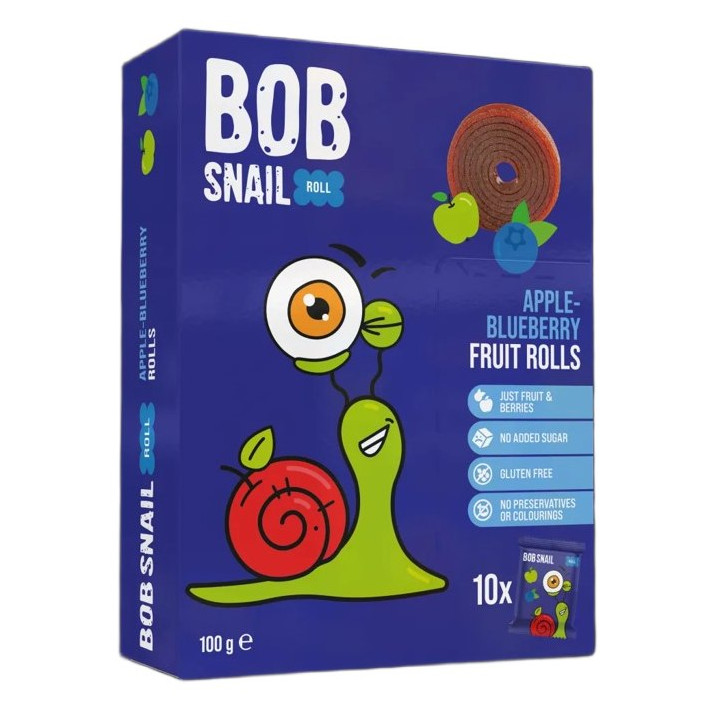 Przekąski Owocowe Roll Jabłko-Borówka Bezglutenowe 100 g - Bob Snail -