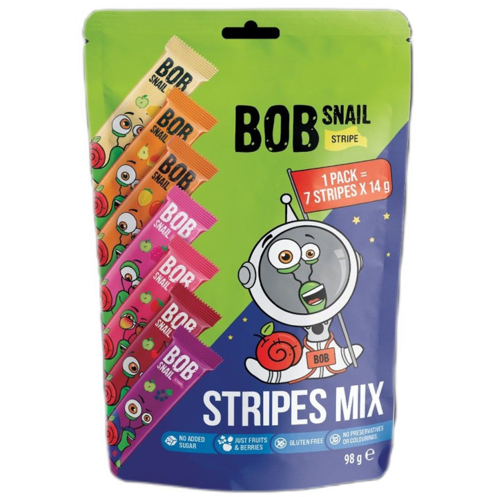 Zestaw Przekąsek Owocowych bez Cukru Bezglutenowy 98 g - Bob Snail - E