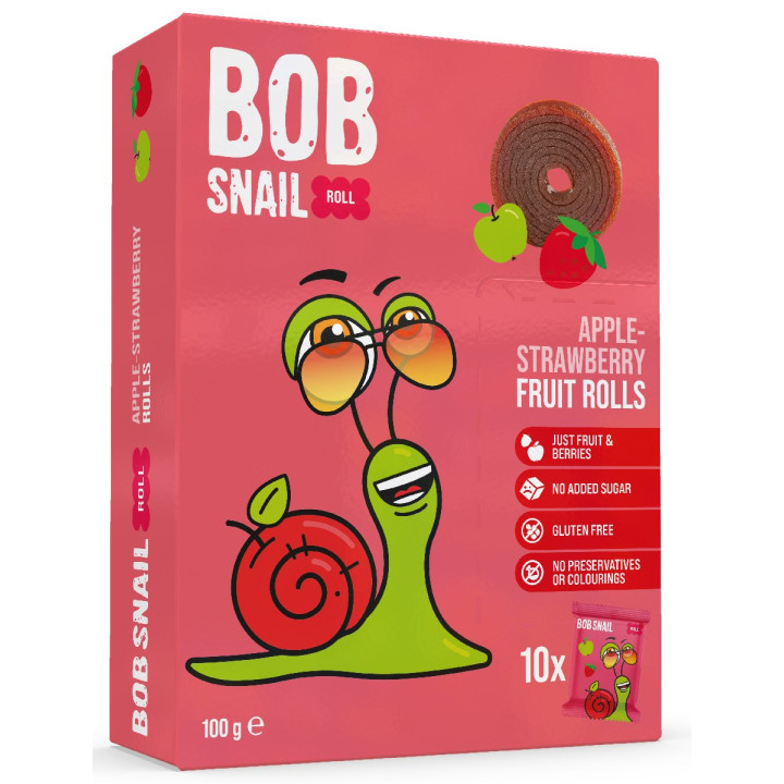 Przekąski Owocowe Roll Jabłko-Truskawka Bezglutenowe 100 g - Bob Snail