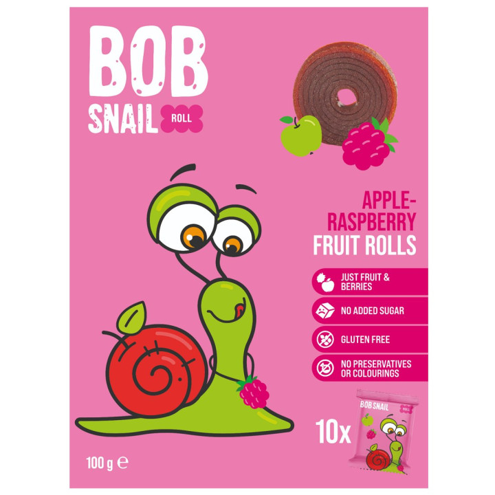 Przekąski Owocowe Roll Jabłko-Malina Bezglutenowe 100 g - Bob Snail - 