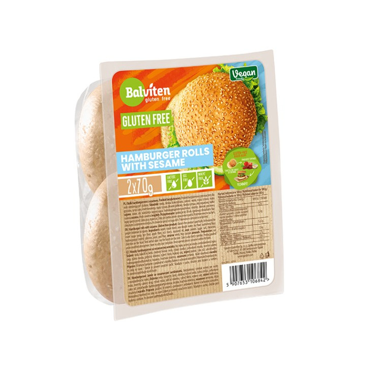 Bułki do Hamburgerów z Sezamem Bezglutenowe 2 szt. 140 g - Balviten - 