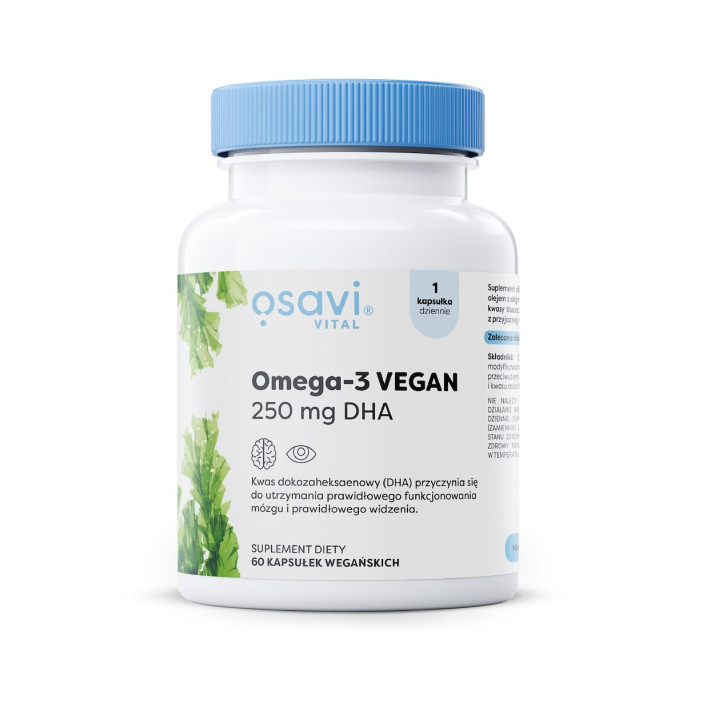 Omega-3 Vegan DHA z Alg Morskich Bezglutenowa 60 Kapsułek - Osavi - Ek