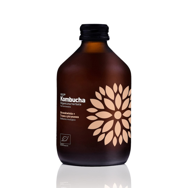 Kombucha Brzoskwinia i Trawa Cytrynowa Bezglutenowa BIO 330 ml - Vigo 