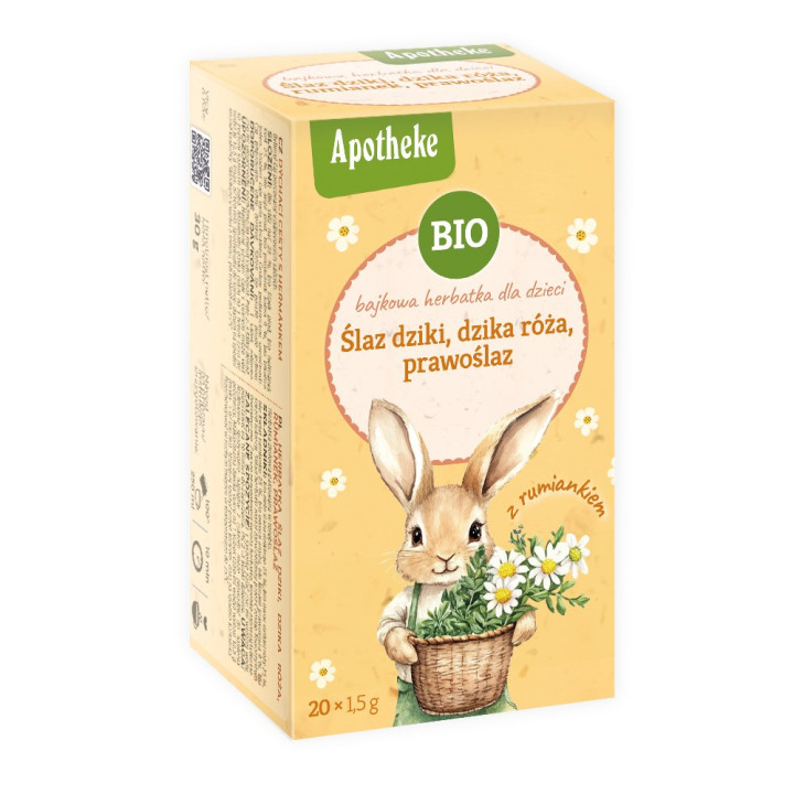 Herbatka Bajkowa dla Dzieci Ślaz Dziki Dzika Róża i Rumianek BIO 30 g 