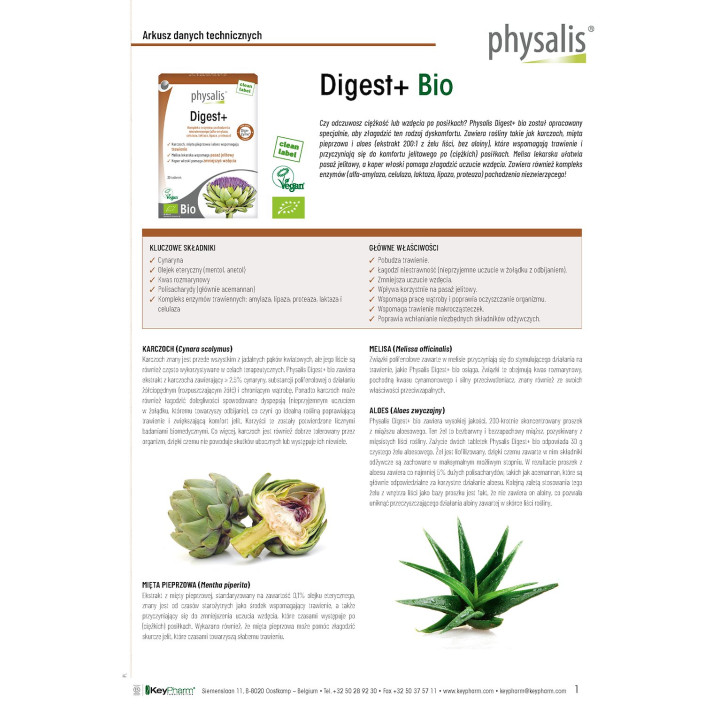 Wsparcie Trawienia Digest+ BIO 30 Tabletek - Physalis - Ekochatka