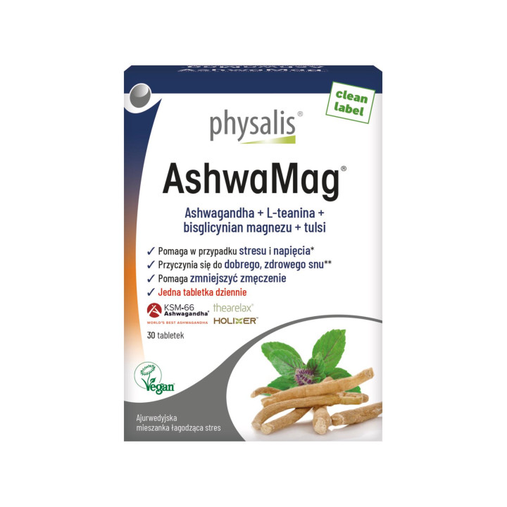 Ashwagandha KSM-66 + Magnez 30 Tabletek - Physalis - Ekochatka
